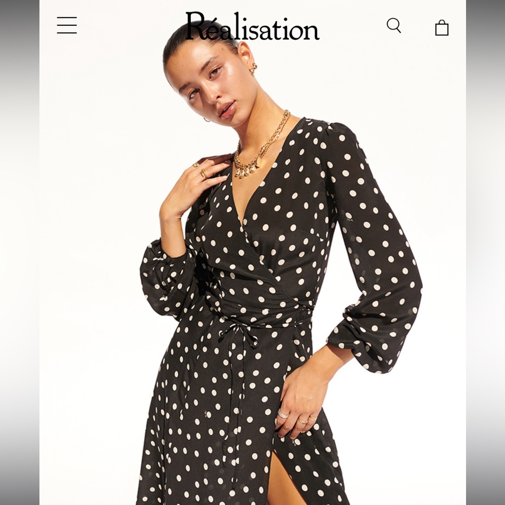 Realisation Par black & white polka dot wrap dress.